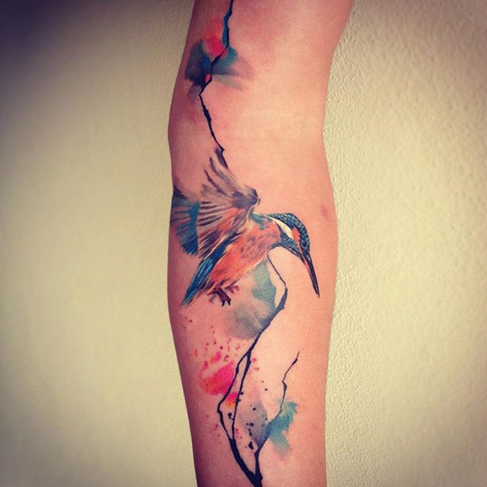 Watercolor Kingsfisher Bird Tattoo Design – Tattoos Wizard Designs
